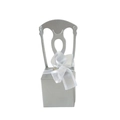 Scatolina portaconfetti argento a forma di sedia con fiocco bianco per nozze - Senza Accessori / Argento