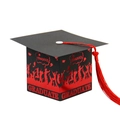 Black graduation cap gift box with red tassel and congrats printed graphics - Black Gold Red Tassel