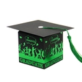 Caja de regalo birrete de graduación negra con borla verde y letras doradas de felicitación - Negro Oro Borla Verde
