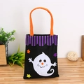 Halloween non-woven candy gift bag featuring a white ghost pattern and purple trim - Black Ghost Style (W-WS24)
