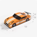 Orangefarbene Rennwagen-Geschenkbox mit kariertem Spoiler und Größenangaben - 18.5x7.5x3.5cm / Orange