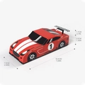 Rote Rennwagen-Geschenkbox für Kinderpartys mit Rennstreifen und Nummer-Eins-Details - 18.5x7.5x3.5cm / Rot