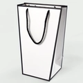Sacchetto regalo trapezoidale minimalista in carta bianca con bordo e manici neri - Sacchetto regalo trapezoidale bianco con bordo nero (Confezione da 10)
