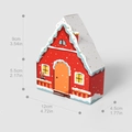 Rote Weihnachts-Geschenkbox in Hausform für Kekse und Süßigkeiten, Größe 12x14,5 cm - Rotes Schneeflockenhaus-Stil