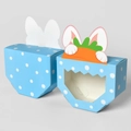 Blue polka dot gift box with rabbit ears and clear window for Easter candies - Rabbit Ear Blue Polka Dot / 10 Pieces/Pack (9x4x7cm)
