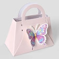 Boîte cadeau rose papillon 3D en forme de sac à main pour bonbons de mariage et fête - Papillon Violet / 12x6x8cm (10 Pièces/Paquet)