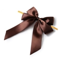 Brown satin double layer bow with gold twist tie for gift packaging and crafts - Double-Layer Handmade Bowknot / 4 Pieces/Pack (10x13cm) / Coffee