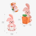 3D roze konijn en wortel cadeauverpakking kaarten met afmetingen 15cm x 8,5cm - Konijn En Wortel Stijl (HB30017) / 10 Stuks/Verpakking (8.5*15cm)