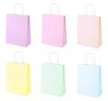 Set of macaron-colored paper gift bags in lavender, pink, yellow, green and blue - 16x8x21cm