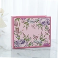 Pink floral gift bag with rose illustrations and light blue woven handles for packaging - Small (24.5x19.5cm) / Pink