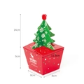 Red Christmas gift box featuring a 3D green tree lid and festive white reindeer print - Large Red Christmas Tree Style