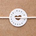 White round gift tags with heart cutout and especially for you text on brown paper - White Heart Tag (10 Pcs/Sheet) / 2.3*2.3cm