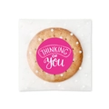 Pink round 'Thinking of You' sticker on a white polka dot frosted cookie packaging bag - Thinking Of You (Rose Red) / 5x5cm