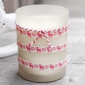 Detail of Christmas frosted glass jar with reindeer ribbon and festive red white bow - Red Christmas Elk / 1cm*23m