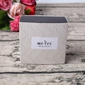 Square sliding gift box with beige geometric patterns and black lid on wooden background - Wave / Outer 9x8.7x4cm