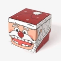 Boîte cadeau de Noël carrée avec motif Père Noël rouge et détails de flocons de neige - Père Noël / 8.5*8.5*8.5cm