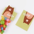 Cute green bear header card for sealing food bags with white hello text - Cute Bear Header Card / 20 Pieces Set