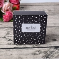 Square black and white polka dot pull-out chocolate gift box with merci label - Black with White Dots / Outer 9x8.7x4cm