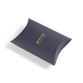 Small dark blue pillow gift box with gold foil Merci Beaucoup text for jewelry - Ink Blue