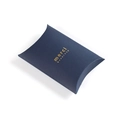 Dark blue small pillow gift box with golden Merci Beaucoup foil stamping for jewelry - 12.5*9*2.5cm / Navy Blue