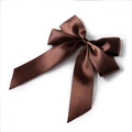 Elegant brown satin decorative bow with long ribbons for gift wrapping and hair DIY - 11x12.5cm / Coffee