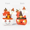 Boîtes cadeaux Halloween avec motifs fantôme et chat et chapeaux de sorcier - Chat Blanc Fantôme / 5 pièces/paquet