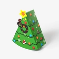 Green Christmas tree-shaped triangular gift box with festive ornaments and star topper - 12.5*6*14.5cm / Green