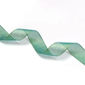 Teal mesh gift ribbon with metallic gold glitter thread for premium festive packaging - 20mm / Green