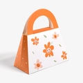 Wedding candy gift box with cute orange floral prints and a convenient carry handle - Orange Sunflower / 12x6x8cm