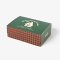 Green and brown checkered gift box featuring a cute cartoon rabbit and inspirational text - 13x9x4.5cm / Cartoon Rabbit Green