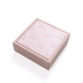 Elegant square pink gift box with vintage alphabet print for luxury tea and soap packaging - Pink Letters / 15x15x5cm