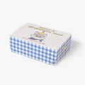 Blue and white checkered square candy box with cartoon cat for gift packaging - 13x9x4.5cm / Cat Grey