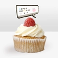 Cartoon Happy Birthday cake topper featuring a colorful hand-drawn speech bubble design - Happy Birthday Bubble Style