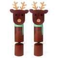 Scatole regalo di Natale a forma di renna marrone con corna 3D e motivi sciarpa verde - Renna di Natale