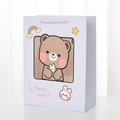 Sac cadeau lapin lilas clair avec fenêtre, motif ours mignon et décor arc-en-ciel - Petit (14.5*10*19.5cm) / Lapin Bleu