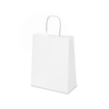 Minimalist plain white paper gift bag with matching twisted handles and gusseted sides - Small Style