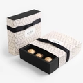 Elegant minimalist drawer gift box with grid pattern and decorative black satin ribbon - Edgar Grid (Grid Pattern)