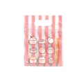 Busta per caramelle a righe rosa con motivi di dolci e manici integrati - Stile con Manico a Righe / Confezione da 10