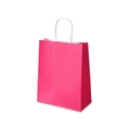 Bright rose red gift paper bag with sturdy white twisted rope handles on white background - Small Style