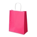 Rose pink rectangular kraft paper gift bag with sturdy white twisted paper handles - Medium Style