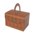 Retro faux-woven gift basket with handle in brown finish for rustic favor packaging - Medium / Brown