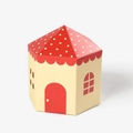 Hexagonal fairy tale castle gift box with red polka dot roof and yellow walls - Castle Red (8.5*8.5*6.5cm)