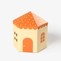 Orange polka dot roof house-shaped gift box with creative hollowed out doors and windows - Castle Orange (8.5*8.5*6.5cm)