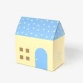 Yellow house-shaped gift box with blue polka dot roof and heart warming quote - House Blue (11*6.5*7cm)