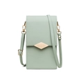 Borsa a tracolla verde menta per cellulare da donna con texture a diamante - Verde