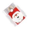 Set of 10 red Christmas gift bags featuring Santa Claus face with paper handles - Red Santa Claus / 10 Pieces Pack