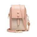 Rosa und beige Umhängetasche für Handys mit verstellbarem Riemen und Goldbeschlägen - Rosa