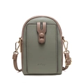 Mini sage green crossbody phone bag with purple strap and textured faux leather finish - Green