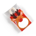 Red Christmas reindeer paper gift bag with white rope handles and Merry Christmas text - Red Reindeer / 10 Pieces Pack