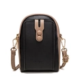 Mini crossbody phone bag in black and beige faux leather with gold-tone metal hardware - Black